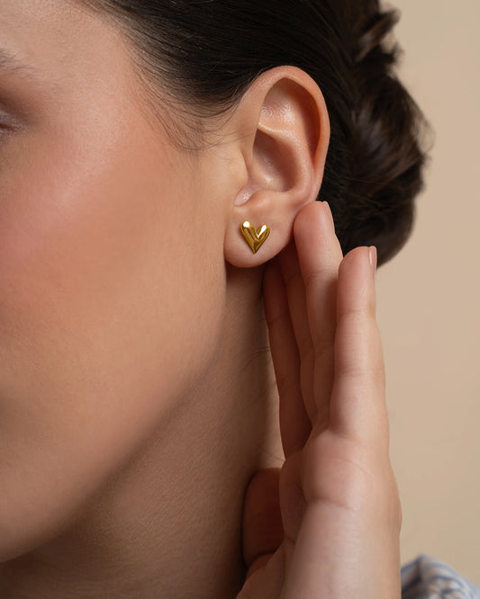 Gold Plated Silver Heart Studs