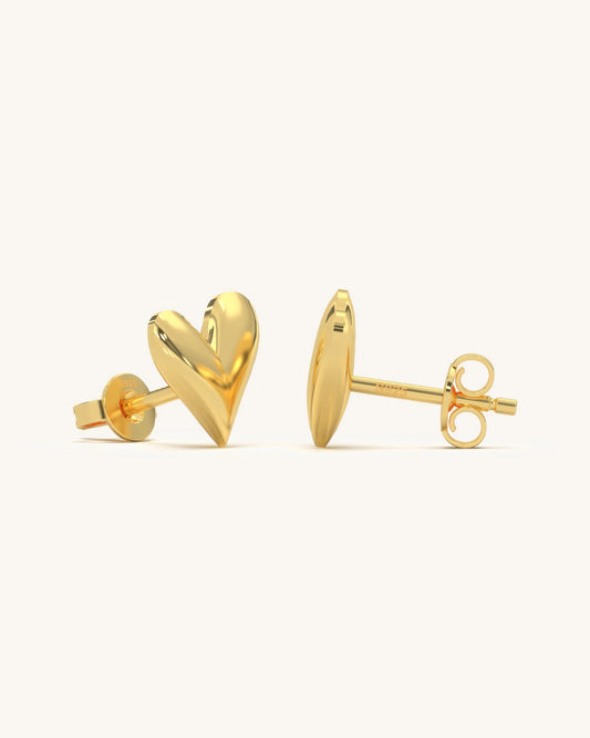 Gold Plated Silver Heart Studs
