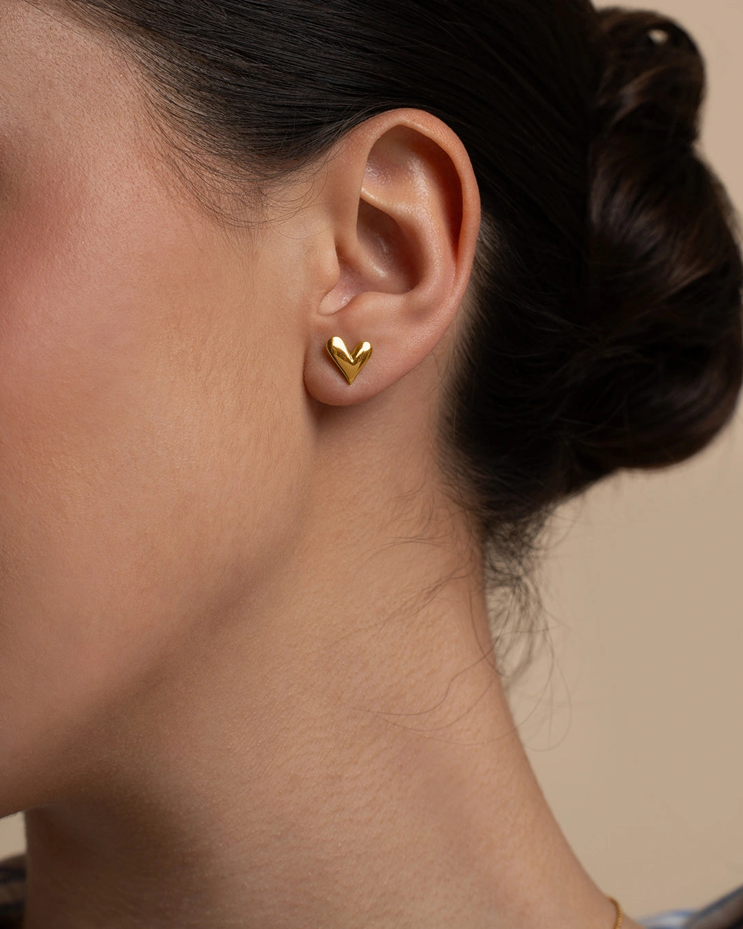 Gold Plated Silver Heart Studs