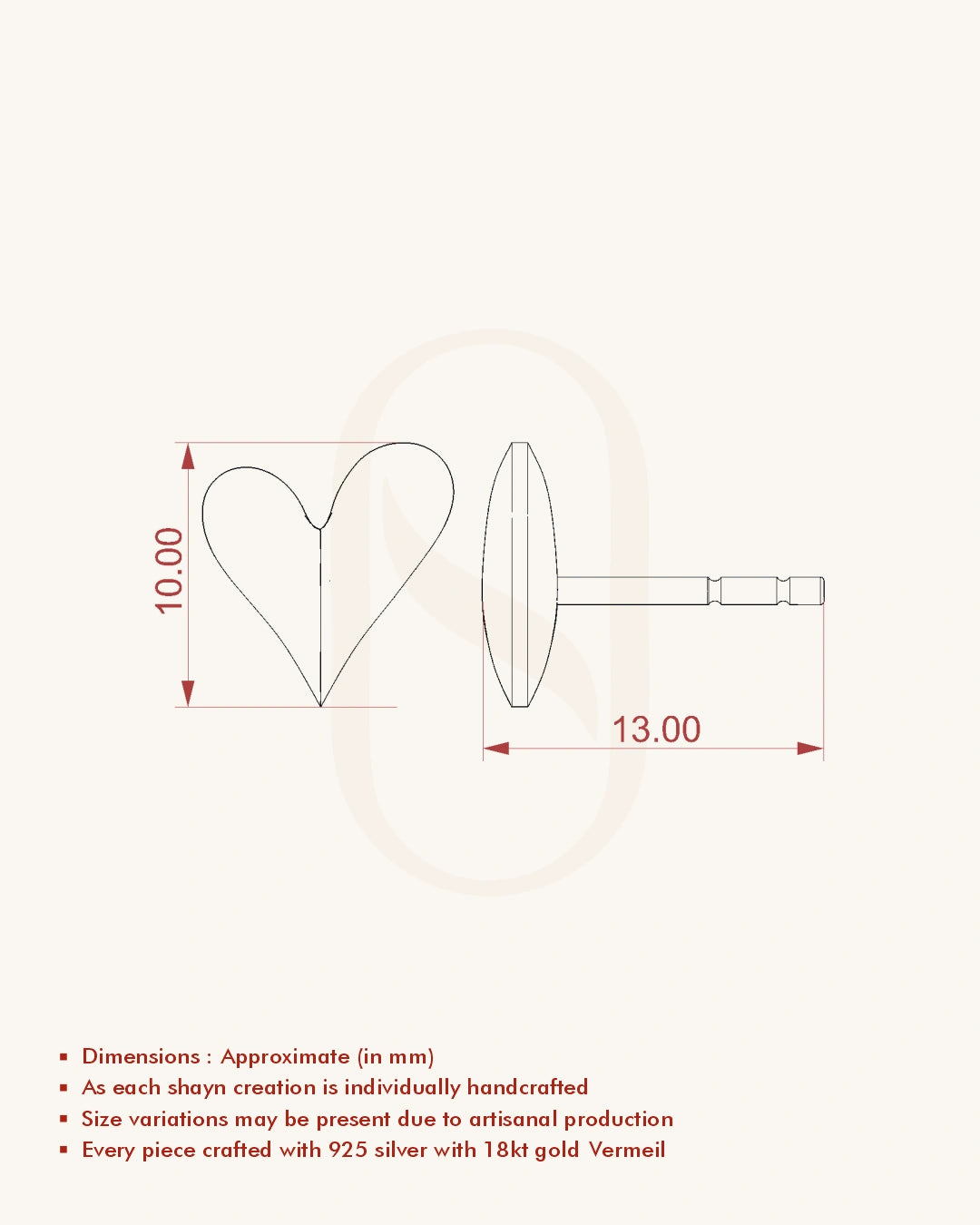Sterling Silver with Gold Vermeil Heart Studs