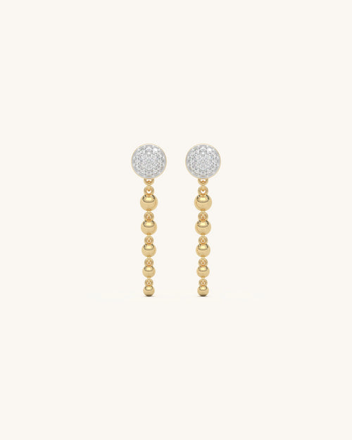Luxurious Beaded Cascade Drop Earrings with Moissanite Diamonds and Gold Vermeil