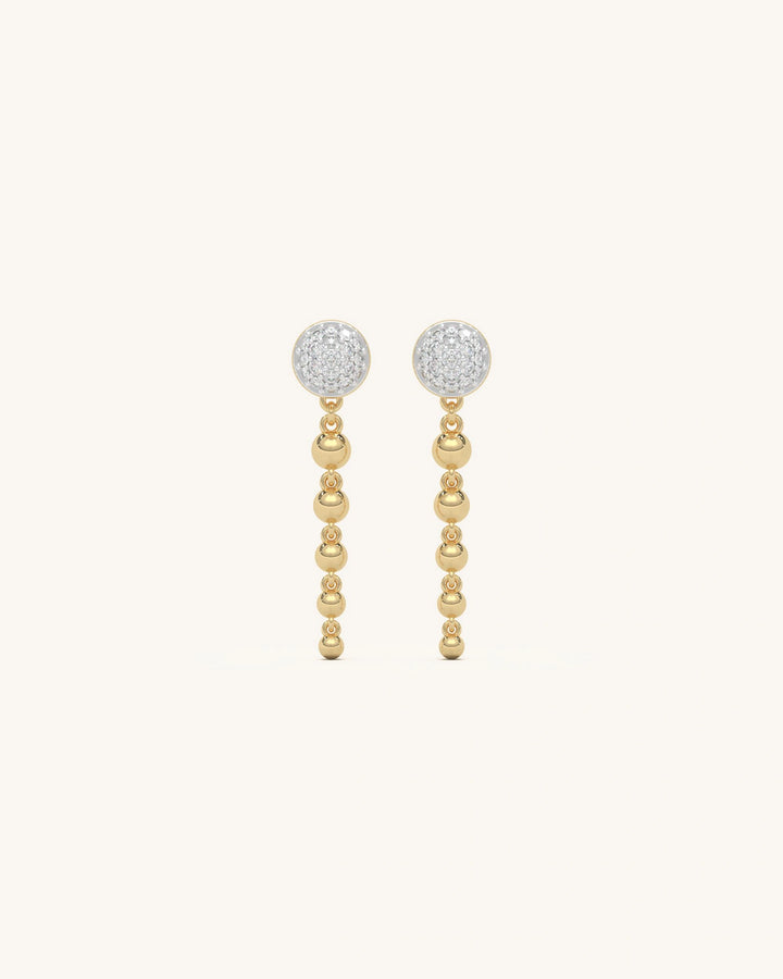 Luxurious Beaded Cascade Drop Earrings with Moissanite Diamonds and Gold Vermeil