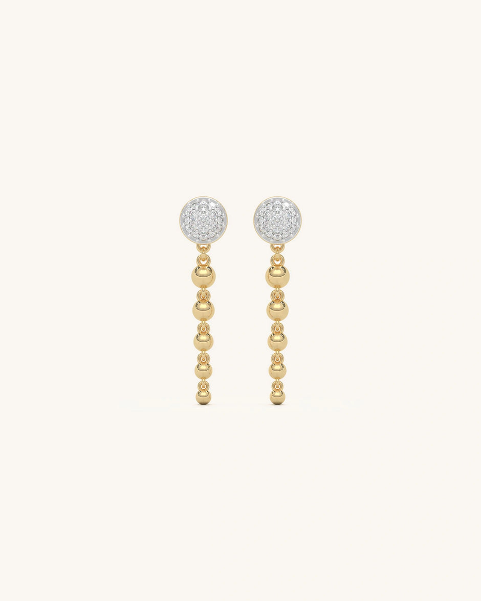 Luxurious Beaded Cascade Drop Earrings with Moissanite Diamonds and Gold Vermeil