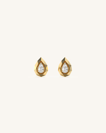 Pear Dropped Faceted Diamond Studs