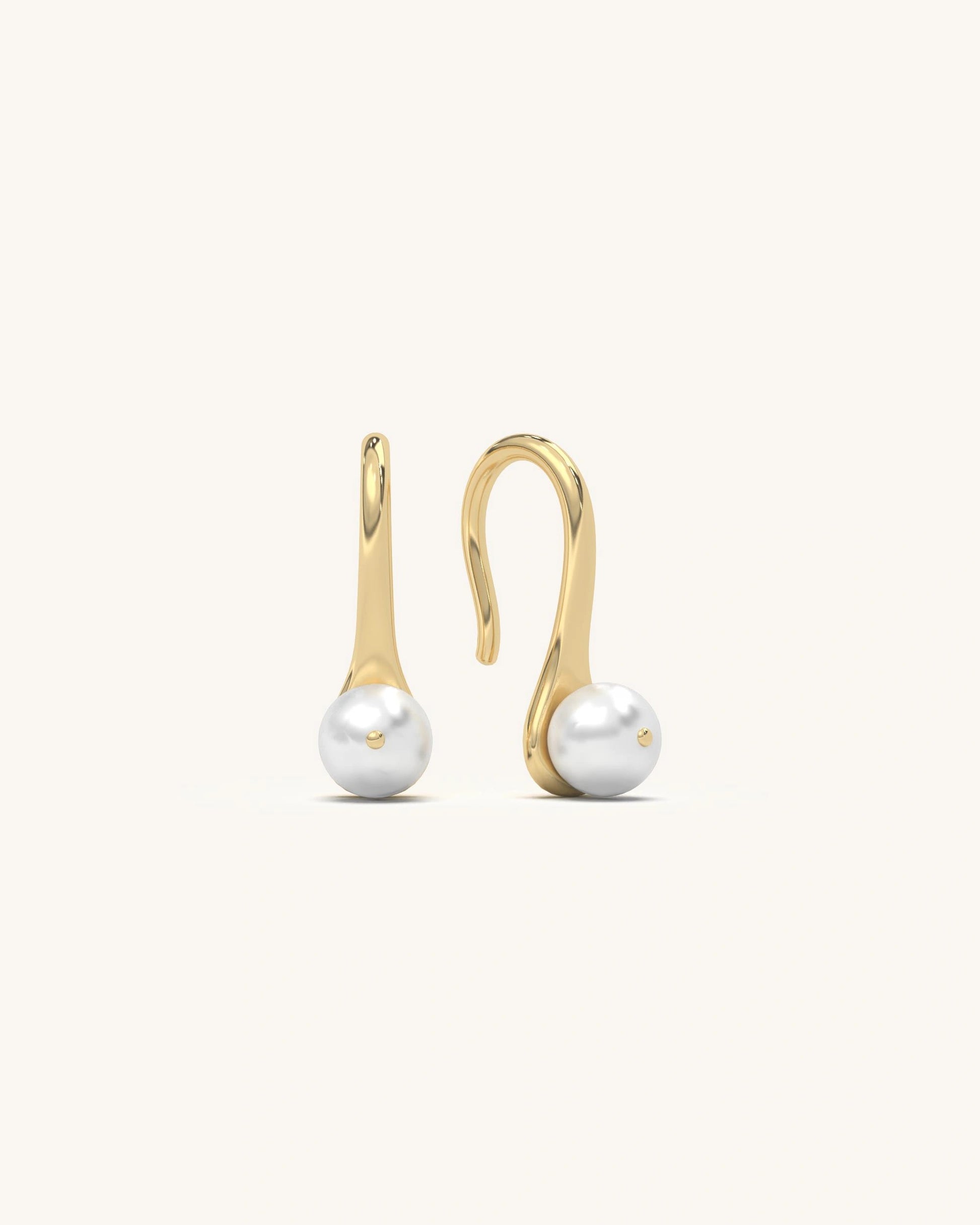 Classic Pearl Drop Earrings 18K Gold Vermeil on Sterling Silver with elegant pearl