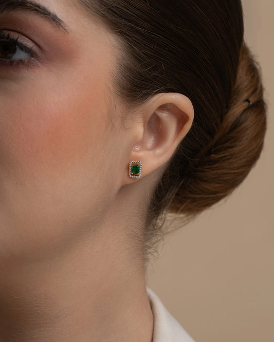 Emerald Halo Studs
