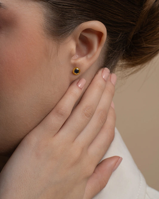 Bezel Blue Studs