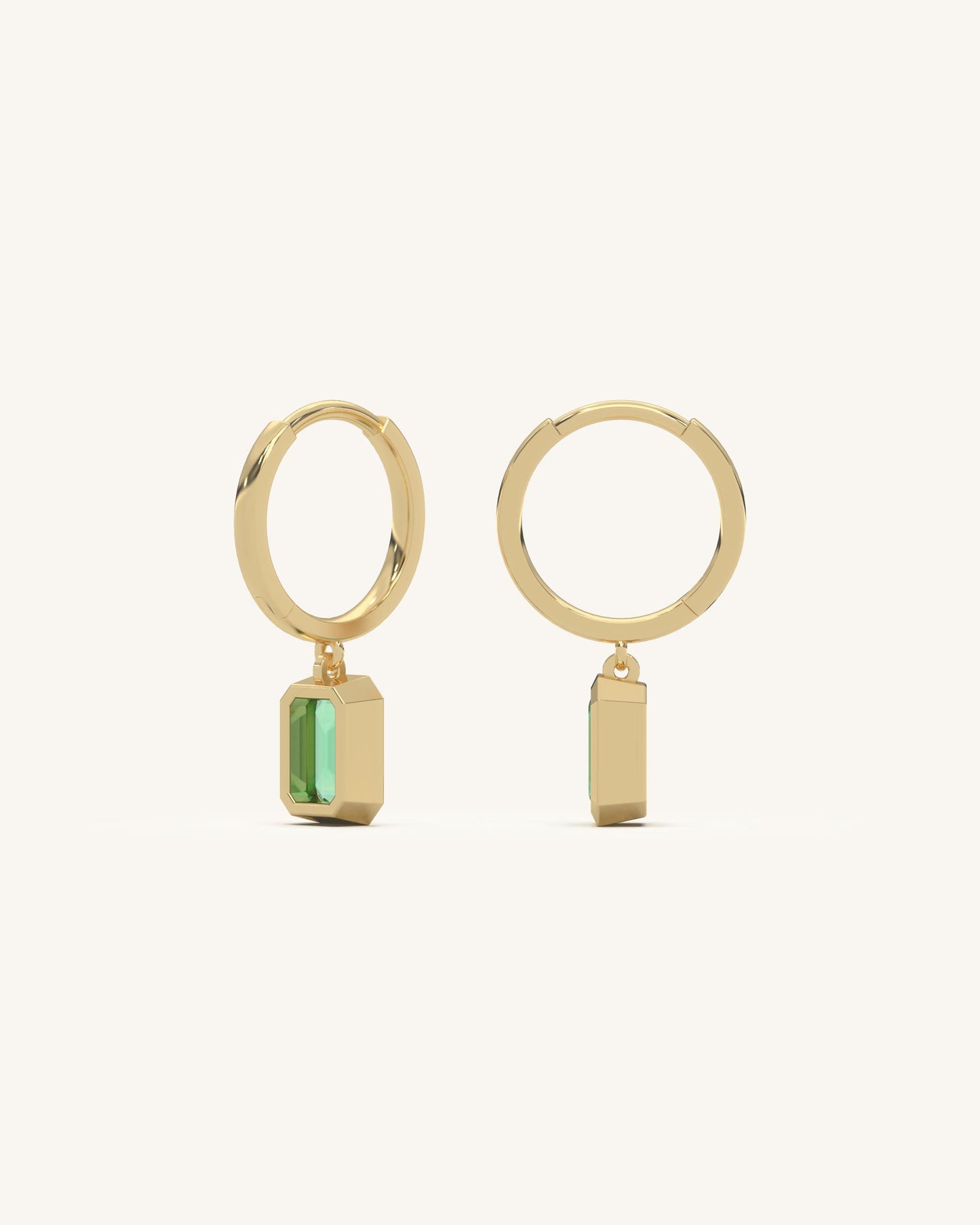 Emerald Charm Hoops