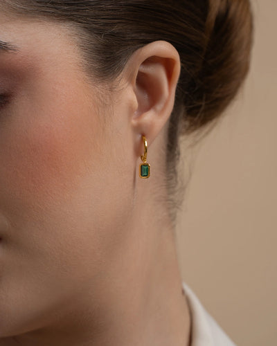 Emerald Charm Hoops