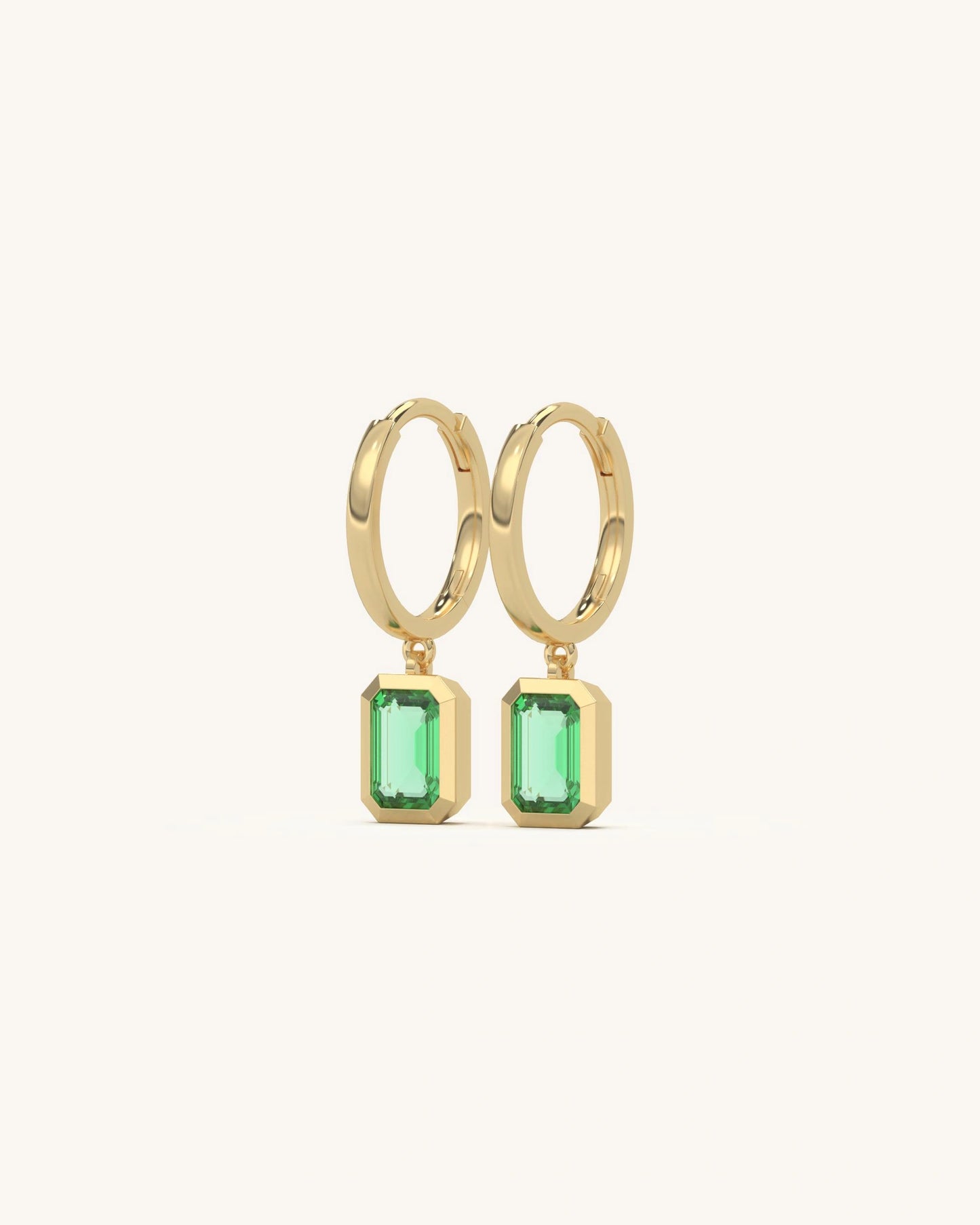 Emerald Charm Hoops