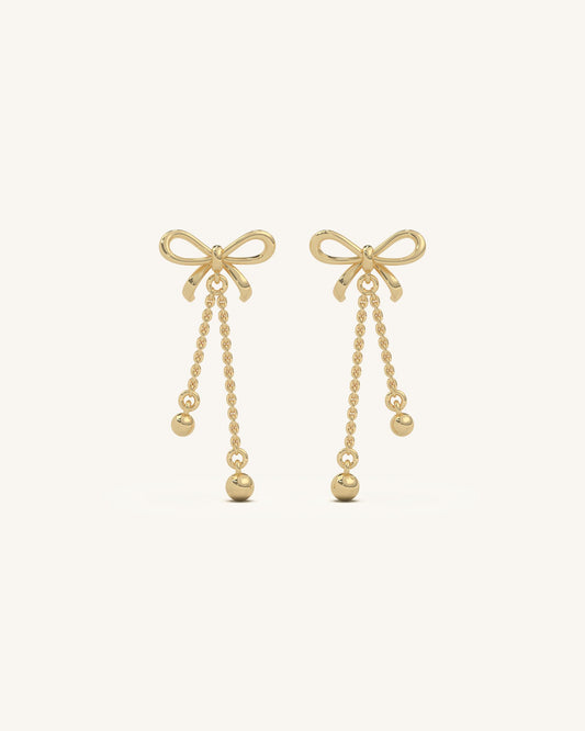 Long Bow Drop Earrings