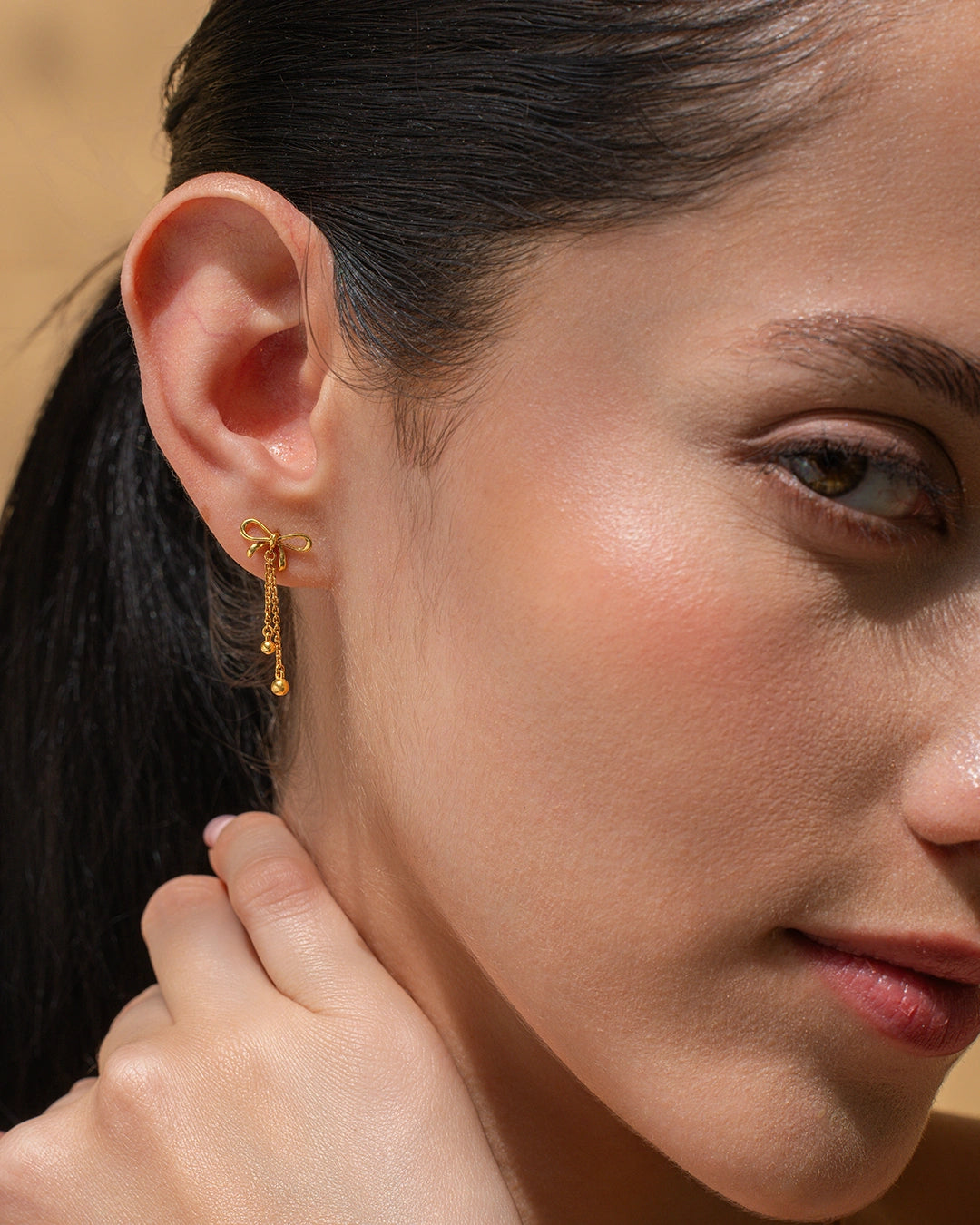 Long Bow Drop Earrings