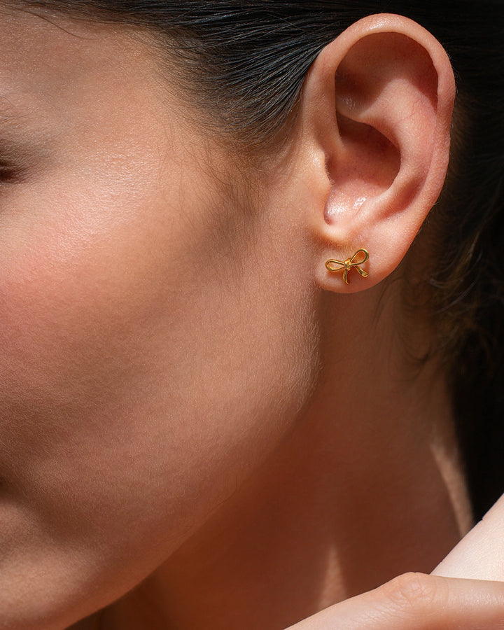 Curved Bow Drop Earrings