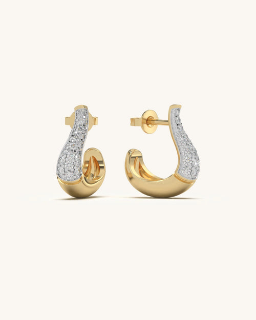 Elegant crystal drop stud earrings in 18K gold vermeil with moissanite