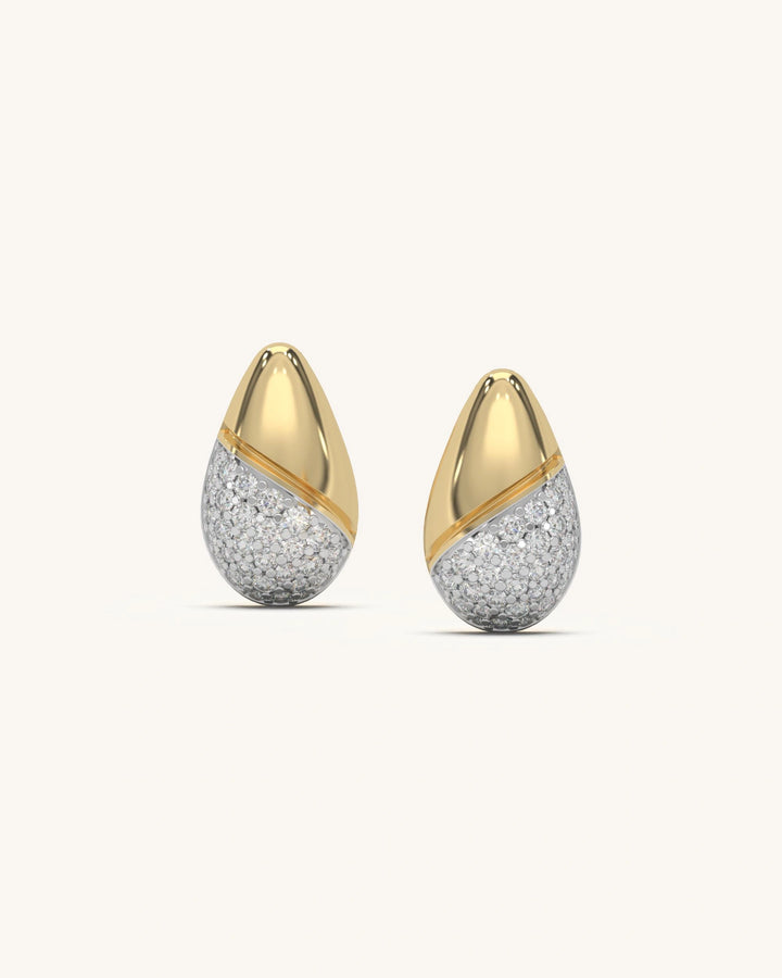 Elegant Curve Earrings in 18KT Gold Vermeil with Moissanite sparkle on a model