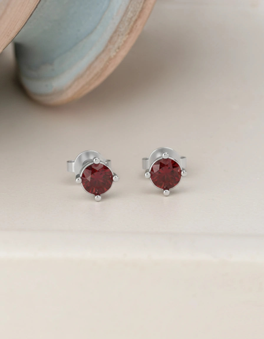 Garnet BirthMossanite Studs