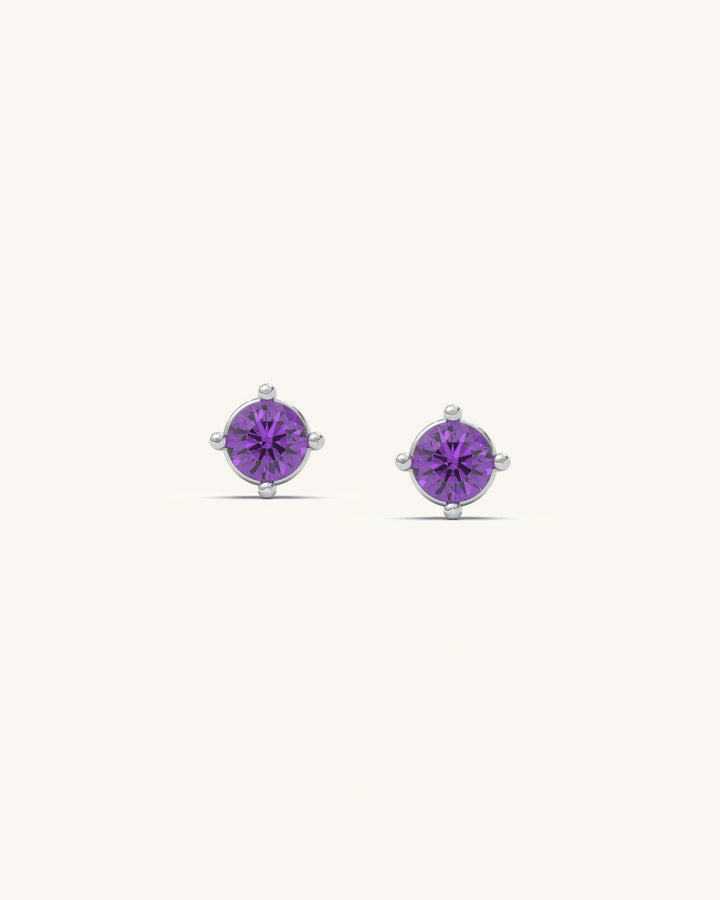 Amethyst BirthMossanite Studs