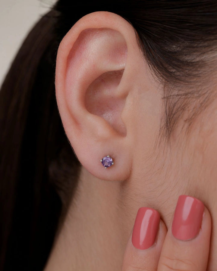 Amethyst BirthMossanite Studs