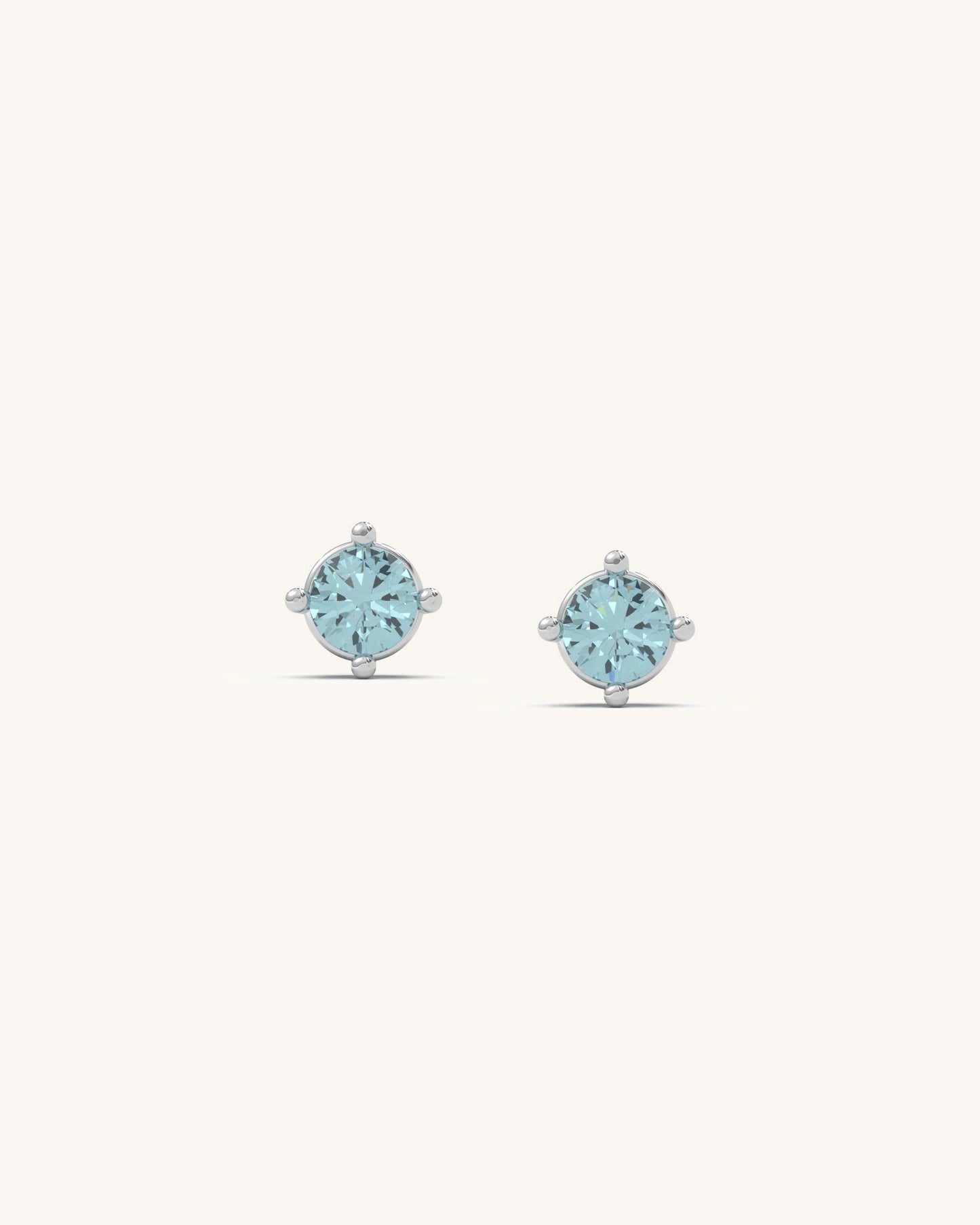 Aquamarine BirthMossanite Studs