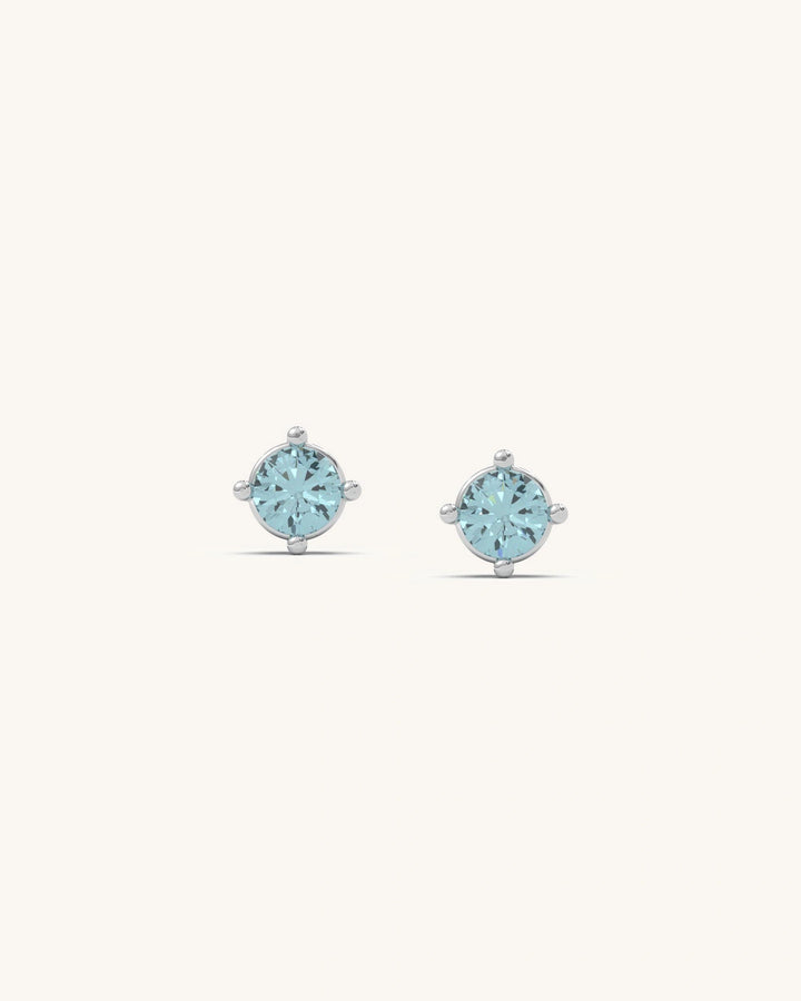 Aquamarine BirthMossanite Studs