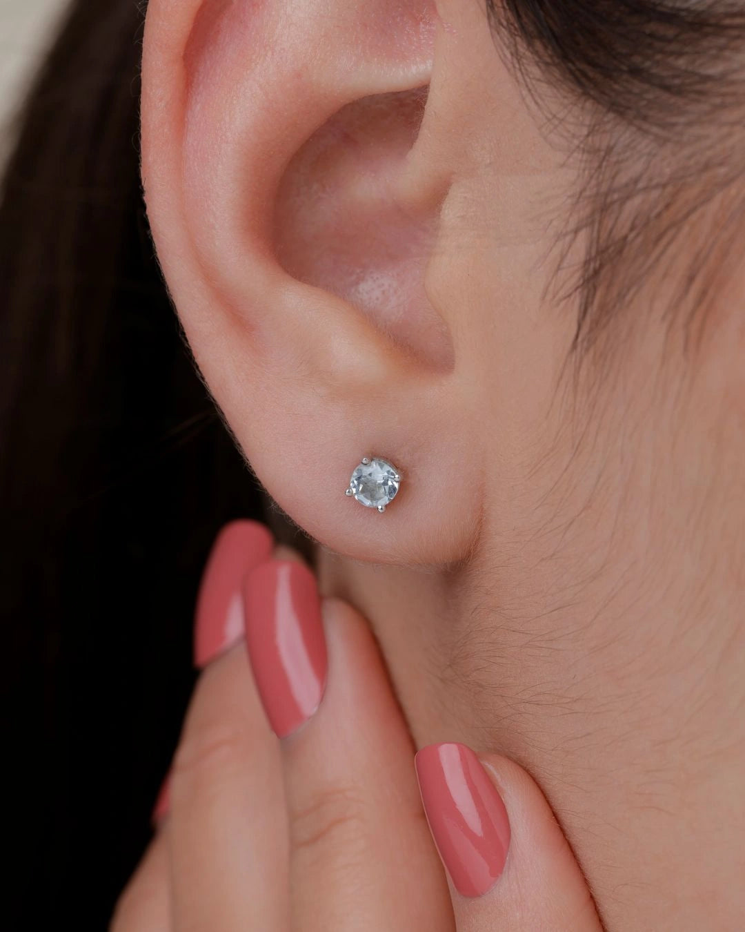 Aquamarine BirthMossanite Studs