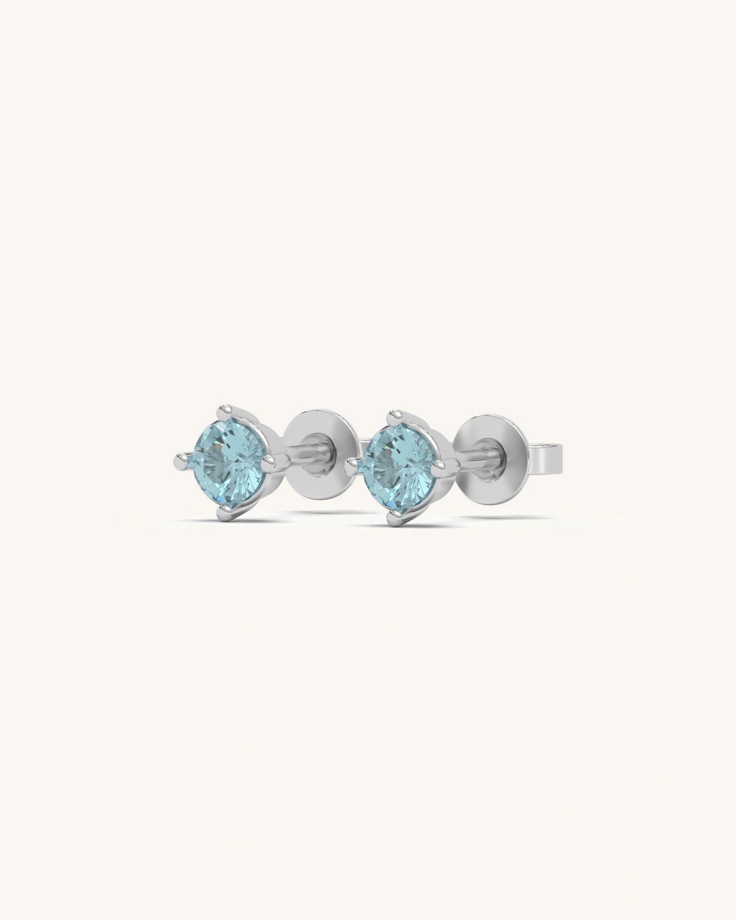 Aquamarine BirthMossanite Studs