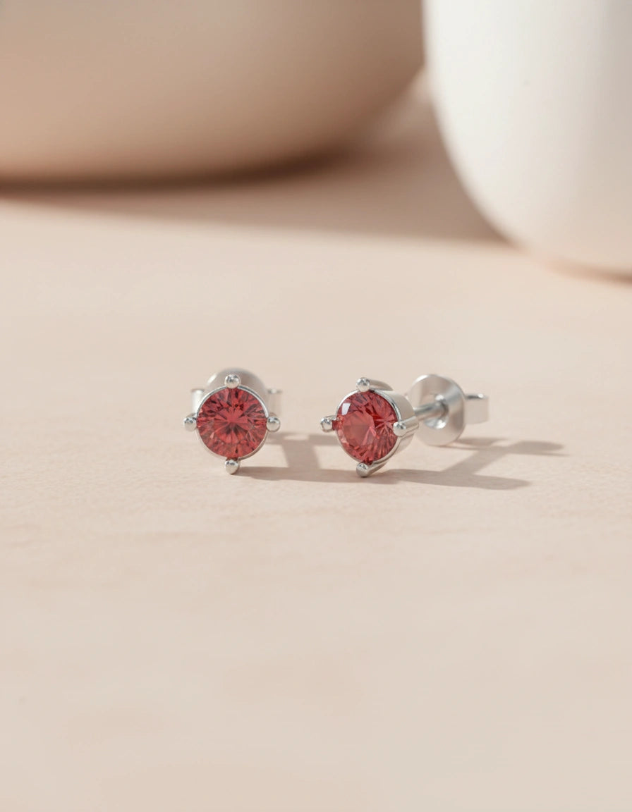 Ruby BirthMossanite Studs