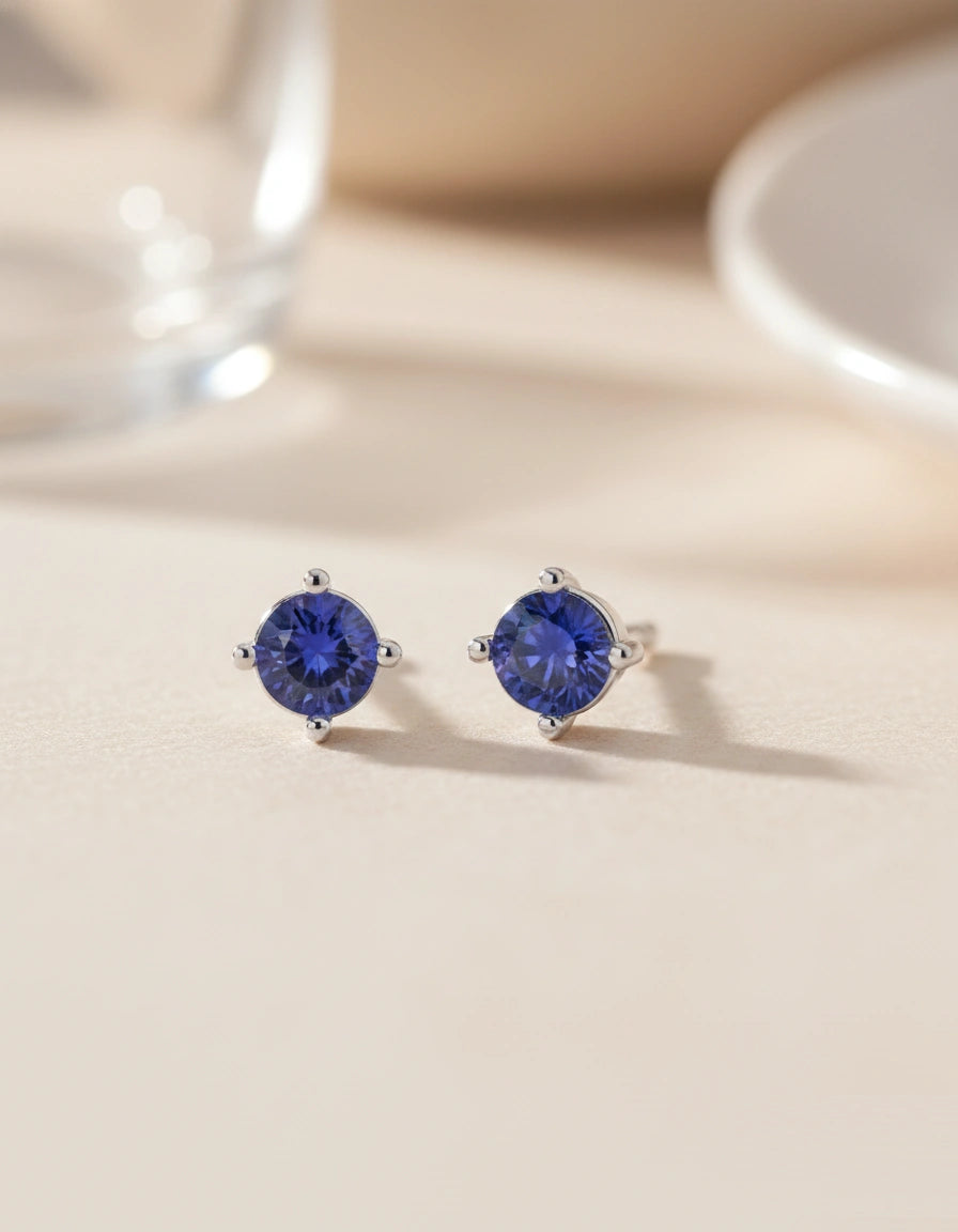 Sapphire BirthMossanite Studs