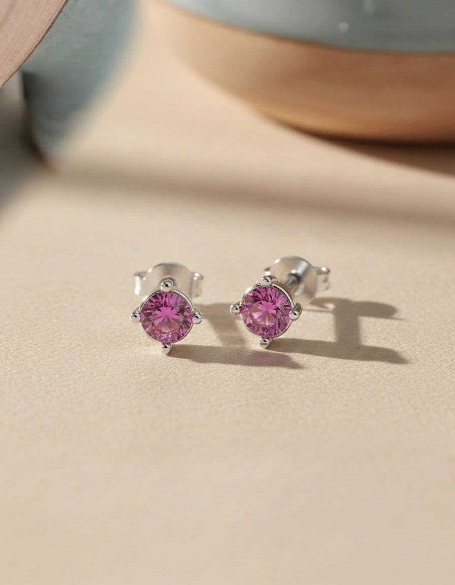 Pink Tourmaline Studs