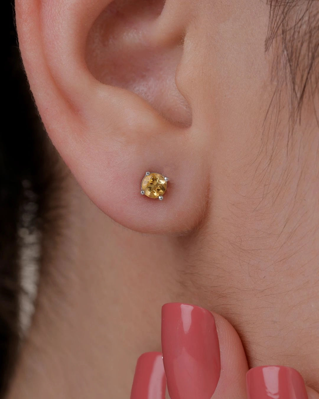 Citrine BirthMossanite Studs