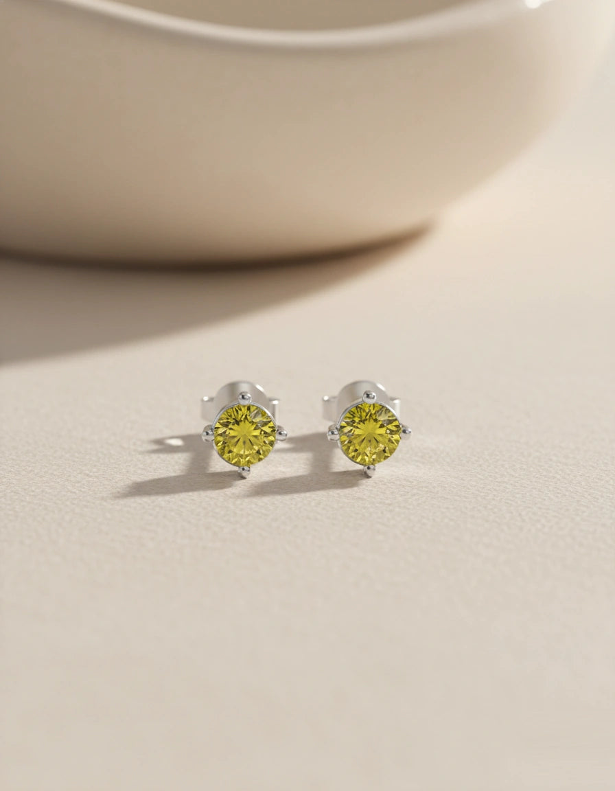 Citrine BirthMossanite Studs