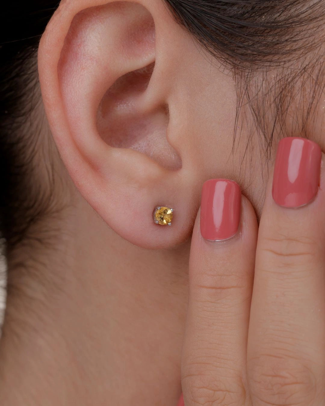 Citrine BirthMossanite Studs
