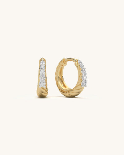 Pair of Twist Diamond Earrings in 18K Gold Vermeil with twisted design and brilliant moissanite stones