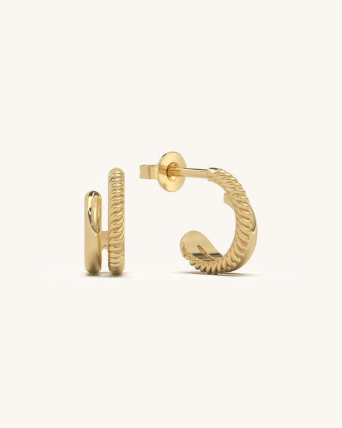 Mini Twist Hoops 18K Gold Vermeil Sterling Silver Minimalist Design