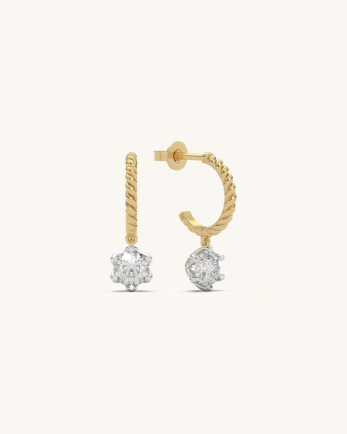 Drop Ball Earrings 18K Gold Vermeil with Moissanite Diamonds Party Wear