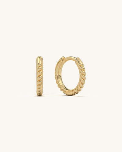 SHAYN Mini Rope Earrings in 18K Gold Vermeil on 925 Sterling Silver, featuring a delicate twisted rope texture.