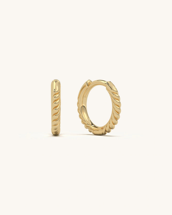 SHAYN Mini Rope Earrings in 18K Gold Vermeil on 925 Sterling Silver, featuring a delicate twisted rope texture.