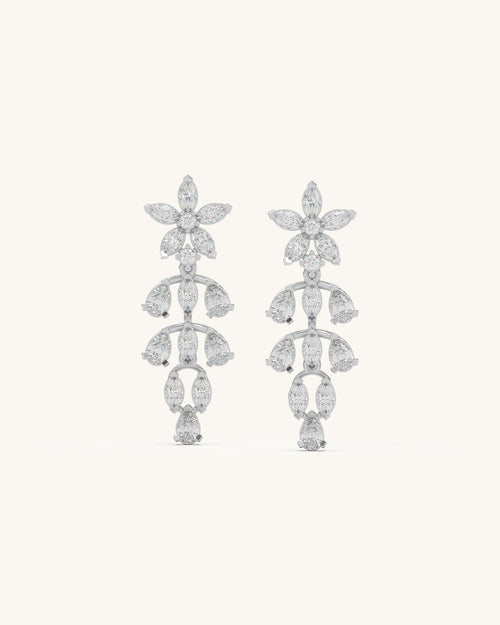 Long diamond earrings in 18KT Gold Vermeil with Moissanite diamonds