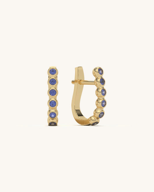 Blue Stones Hoop Earrings