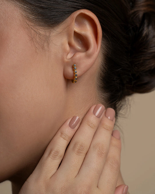 Blue Stones Hoop Earrings