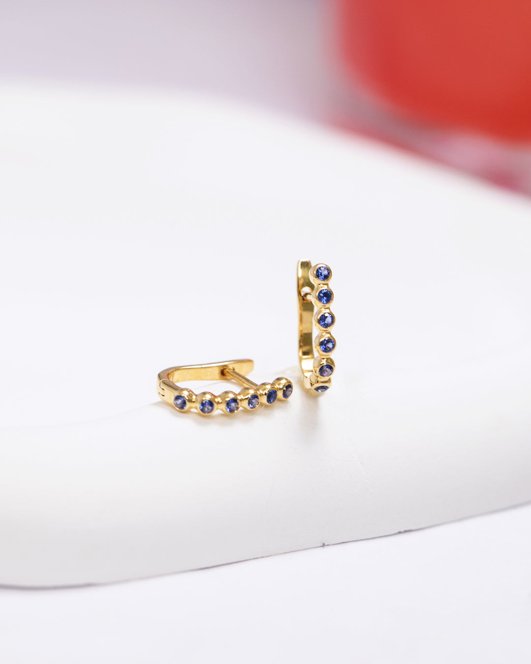 Blue Stones Hoop Earrings