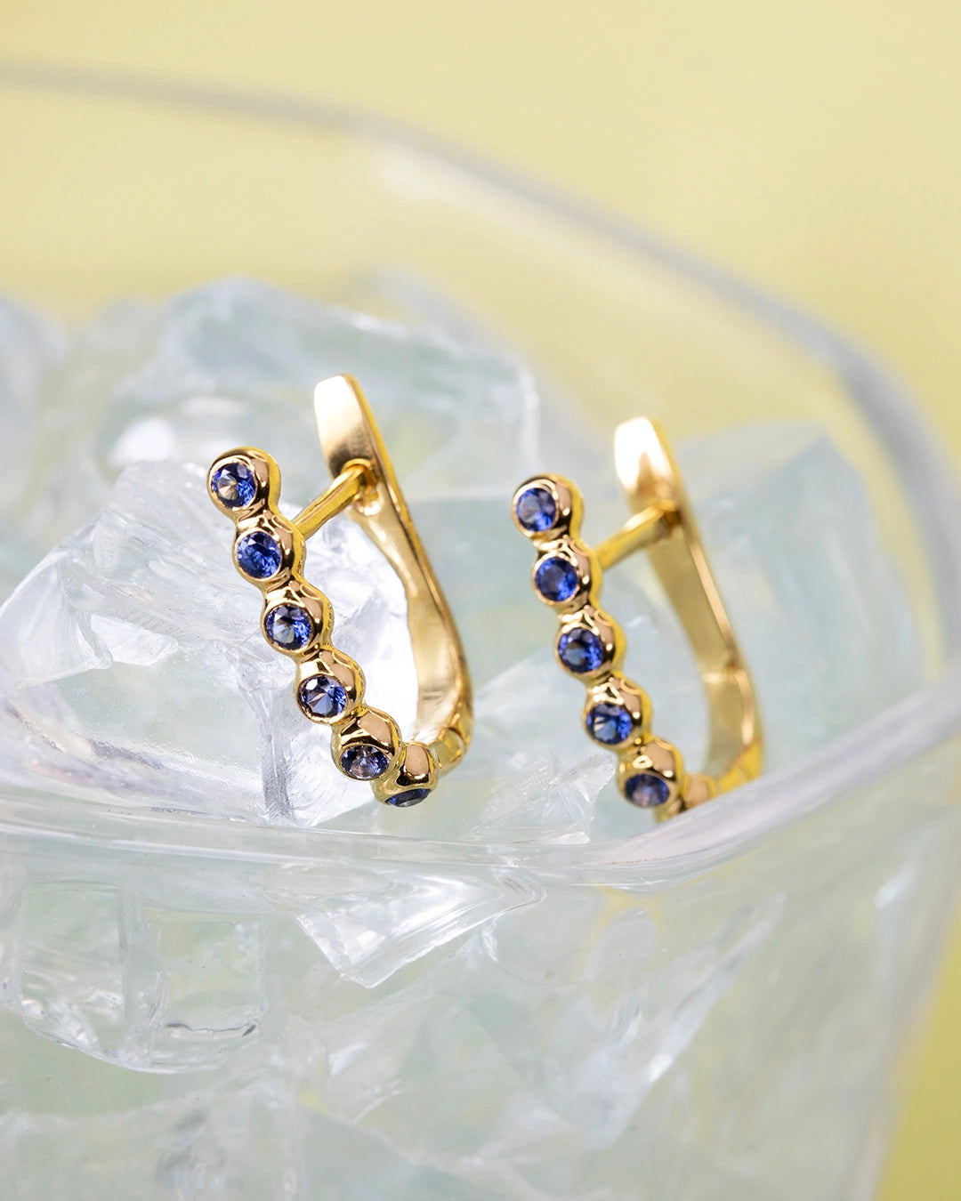 Blue Stones Hoop Earrings