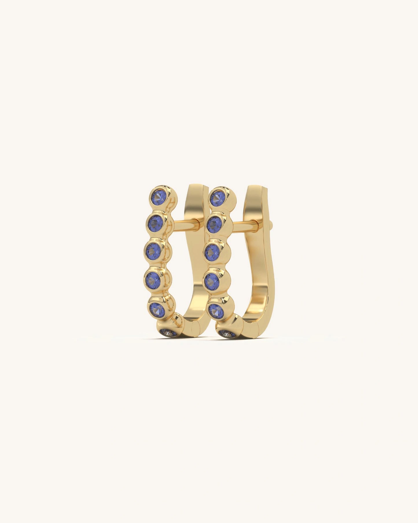 Blue Stones Hoop Earrings