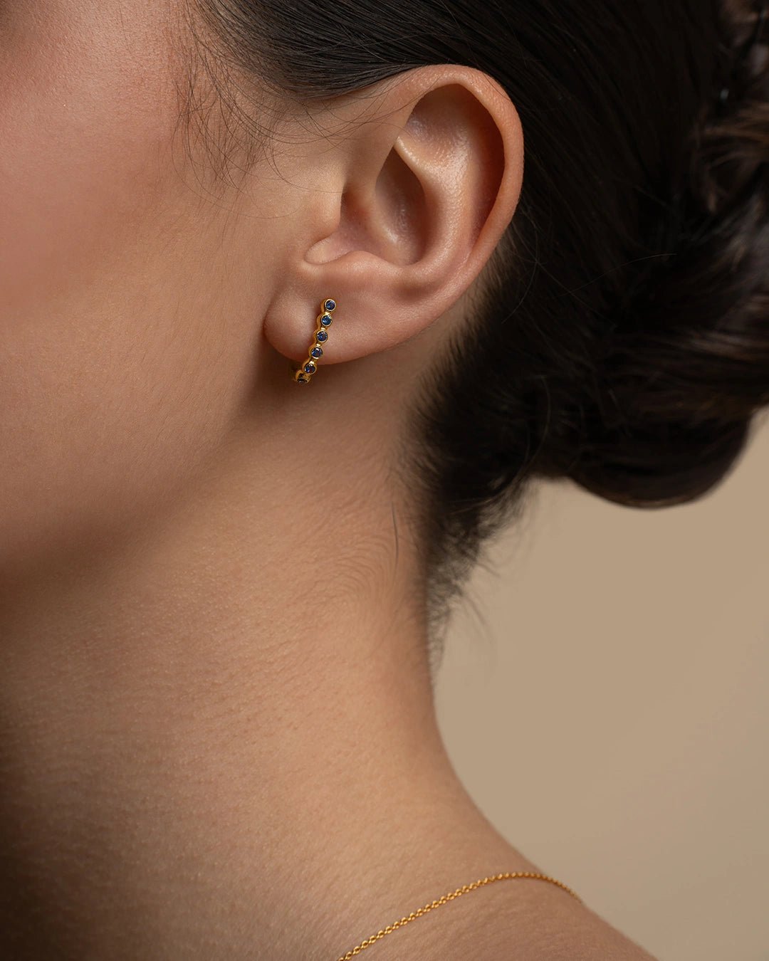 Blue Stones Hoop Earrings