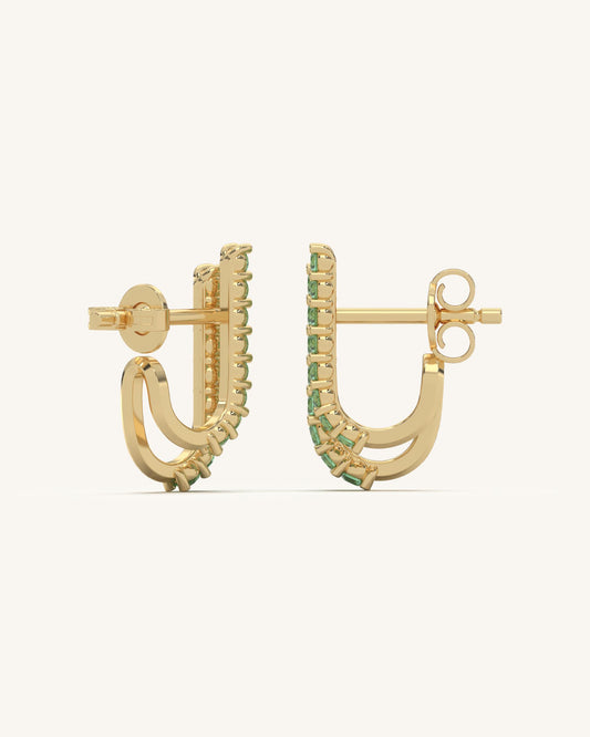 Double Row Green Earrings