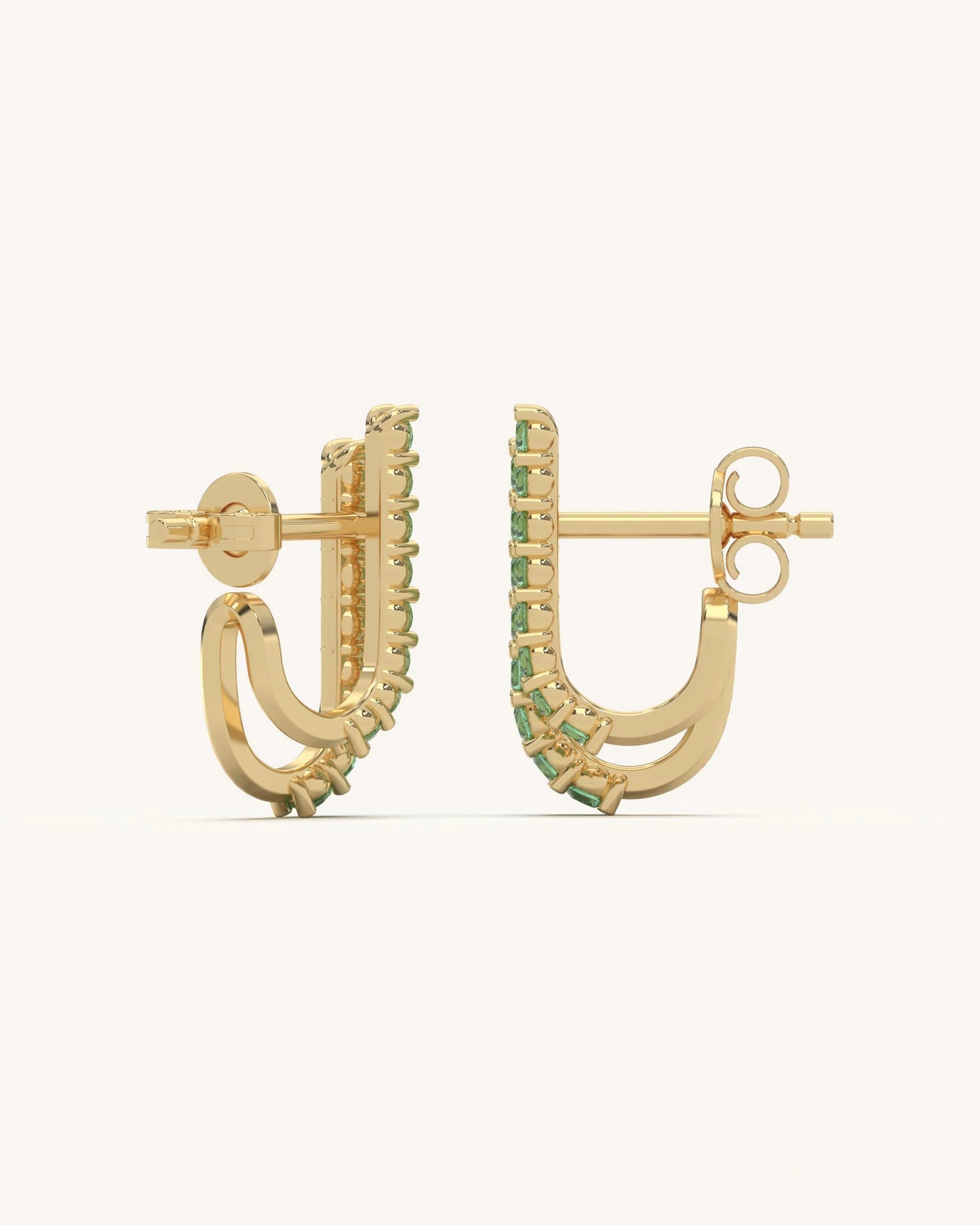 Double Row Green Earrings
