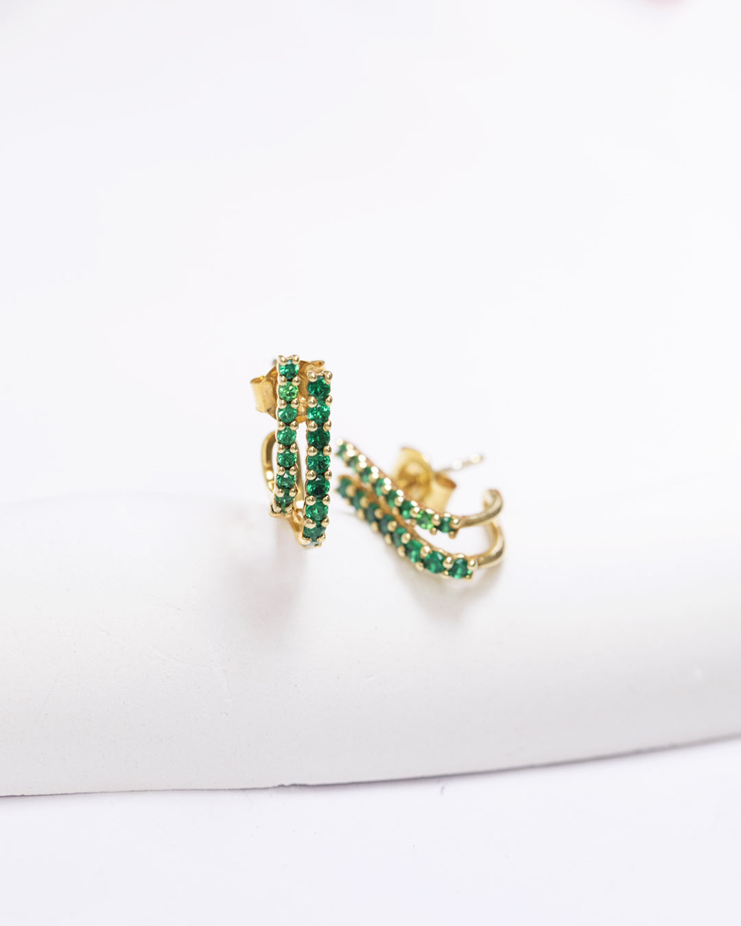 Double Row Green Earrings