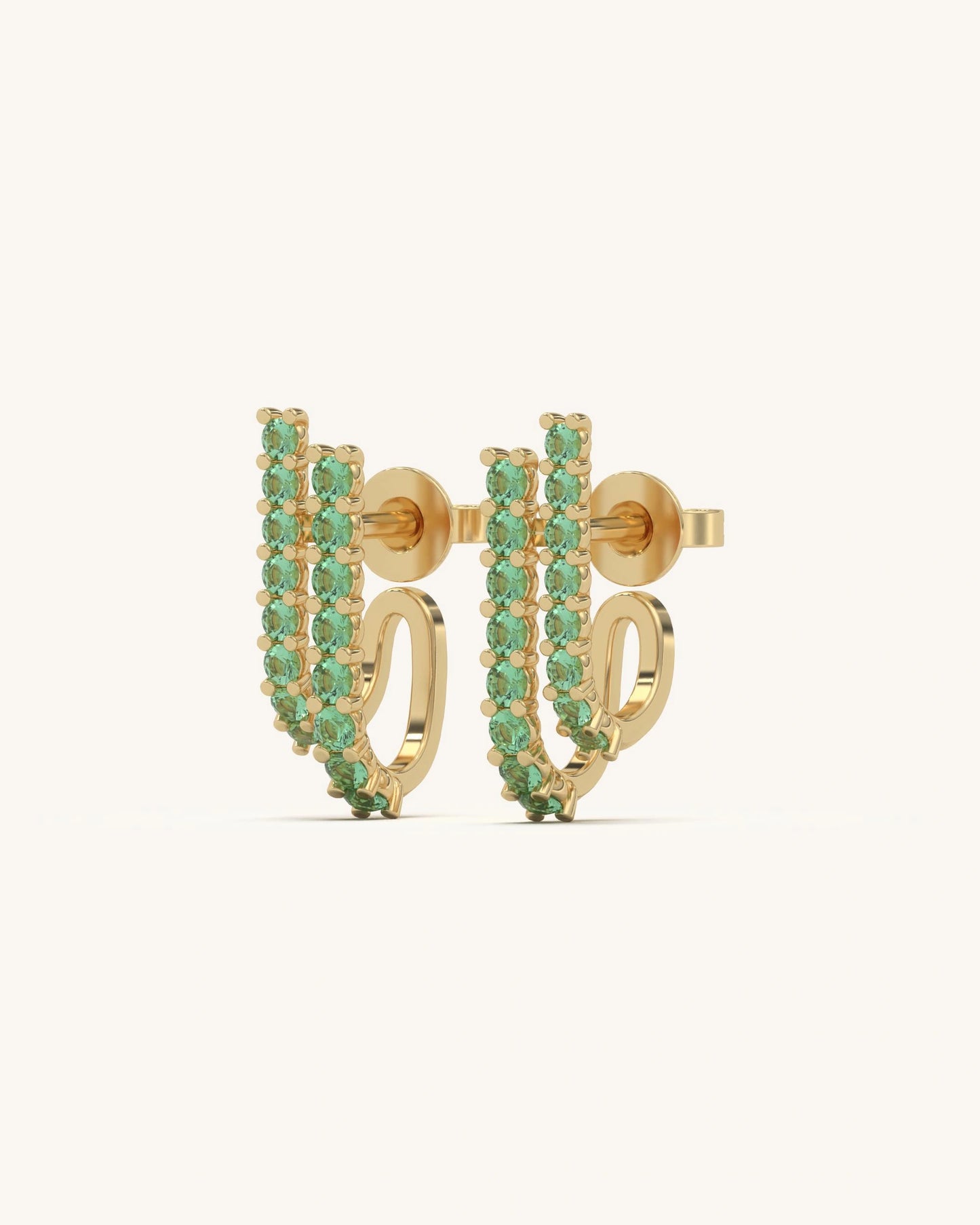 Double Row Green Earrings