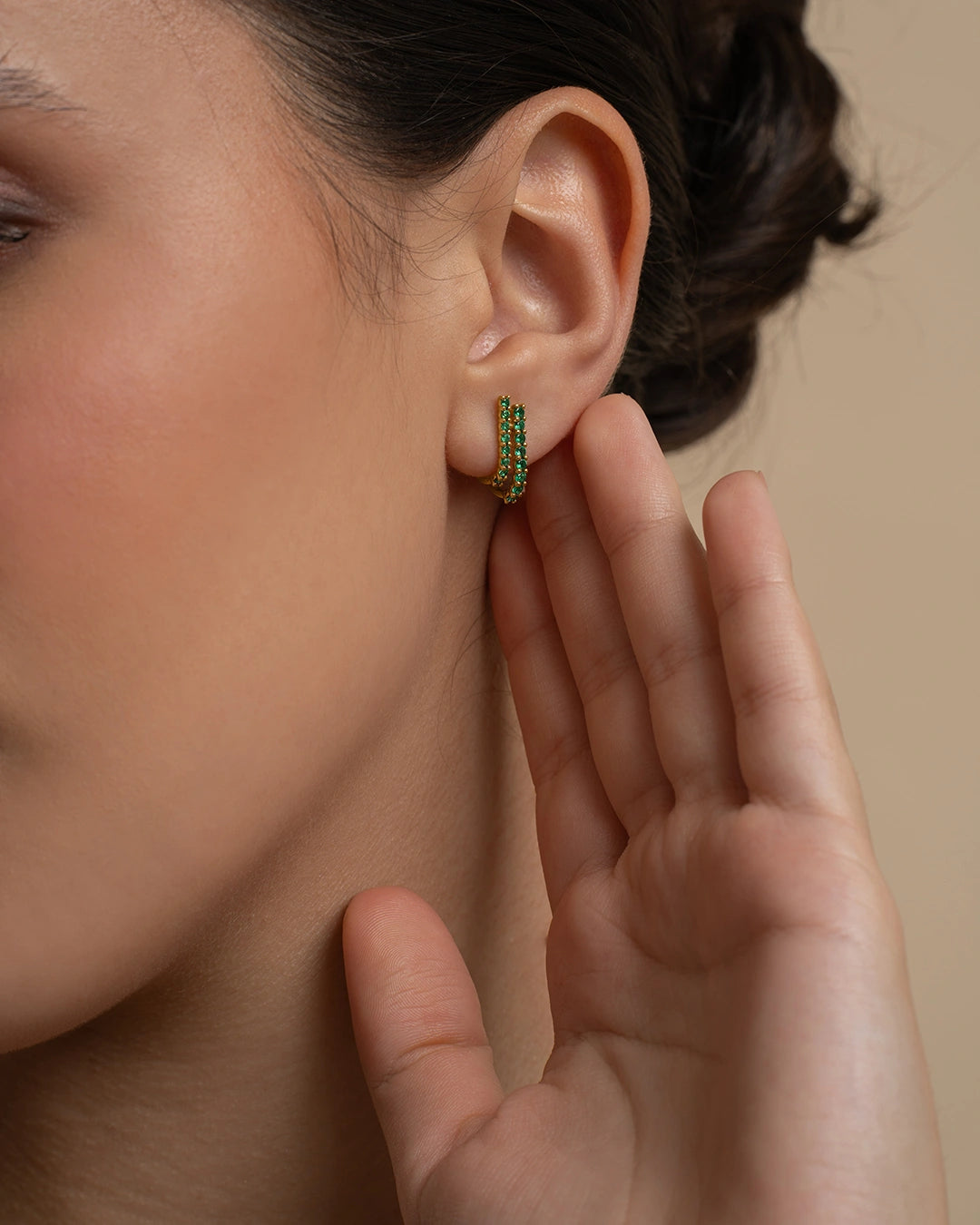Double Row Green Earrings
