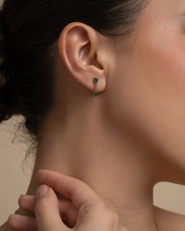 Green Pink Linear Earrings